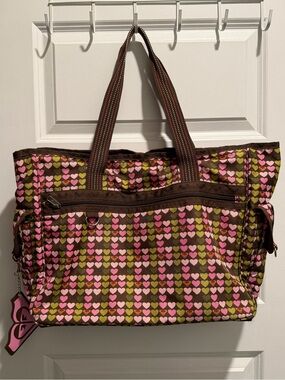 Roxy Y2K Multicolor Heart Print Nylon Duffle Bag/Weekender Bag/Gym Bag! Cute!!